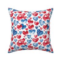 Small Patriotic USA 4th of July Hearts Stars and Stripes Abstract Red White and Blue