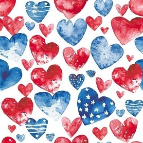 Small Patriotic USA 4th of July Hearts Stars and Stripes Abstract Red White and Blue