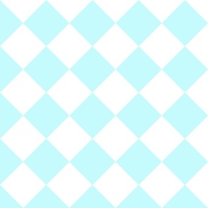 4” Diagonal Checkers, Aqua and White