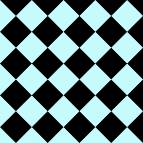4” Diagonal Checkers, Aqua and Black