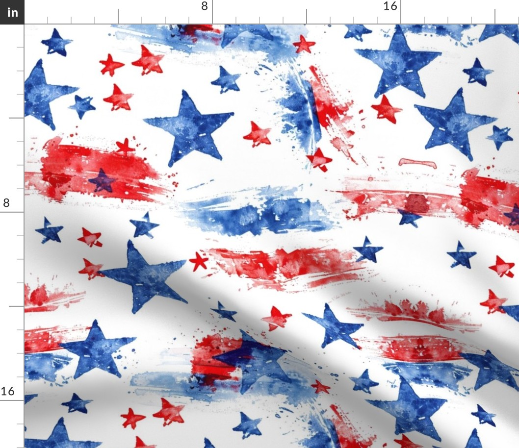 Large Patriotic USA 4th of July Stars and Stripes Abstract Red White and Blue