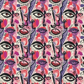 Gemini Harmony: Pink Picasso Inspired Twins Print