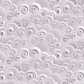 Paper Clouds- Dreamy Cloudy Sky- Paper Cut Faux Texture- Sun- Moon-  Calming Neutral- Monochromatic Pink Lilac- Light Soft Pastel Hue- Large