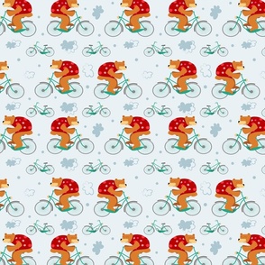 Bear on a Bike | Sweater Wearing Bear on His Way for Fun | Small Scale | 8x8