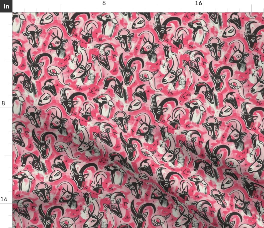 Capricorn Dream: Pink Picasso Inspired Goat Print