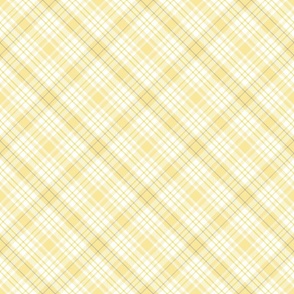 M. Diagonal pastel plaid classic geometric tartan in shades of pale lemon yellow on white
