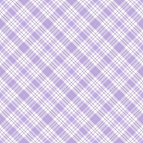 M. Diagonal pastel plaid classic geometric tartan in shades of light purple lilac on white