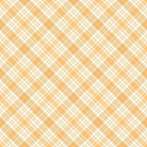 M. Diagonal pastel plaid classic geometric tartan in shades of light orange and yellow on white