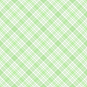 M. Diagonal pastel plaid classic geometric tartan in shades of light green on white
