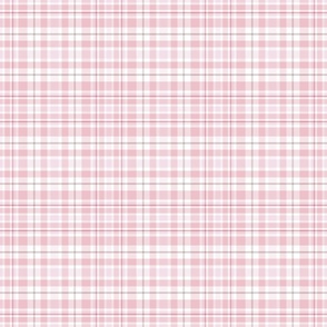 M. Pastel plaid classic geometric tartan in shades of warm pink on white