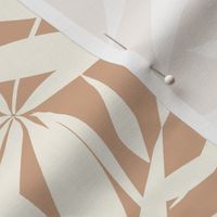 Warm Minimalism Hand-Drawn Bamboo Leaves  Textured Large Scale Zen Japandi Style - Warm Cream and Medium Cinnamon 