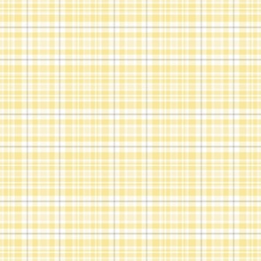 M. Pastel plaid classic geometric tartan in shades of pale lemon yellow on white