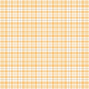 M. Pastel plaid classic geometric tartan in shades of light orange and yellow on white