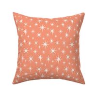Medium Scale //  Retro Starburst Hand-drawn Thin Stars in Peachy Pink and White