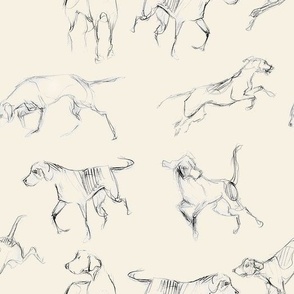 Playful Hounds in Cream