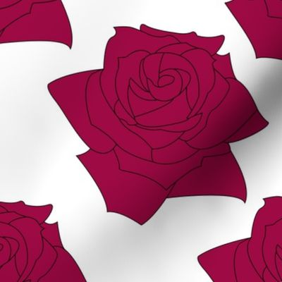 Crimson Roses on White Large