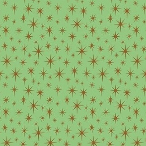 Smaller Scale // Retro Starburst Hand-drawn Thin Stars in Mint Green and Gold