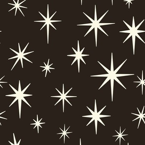 Larger Scale //  Retro Starburst Hand-drawn Thin Stars in Black and White