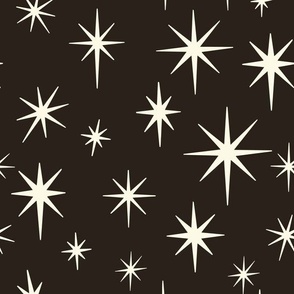 Large Scale //  Retro Starburst Hand-drawn Thin Stars in Black and White