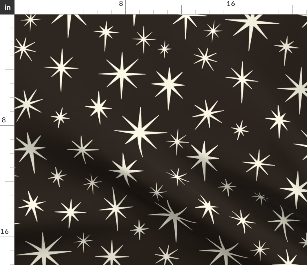 Large Scale //  Retro Starburst Hand-drawn Thin Stars in Black and White