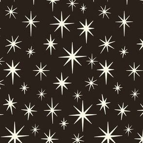 Medium Scale //  Retro Starburst Hand-drawn Thin Stars in Black and White