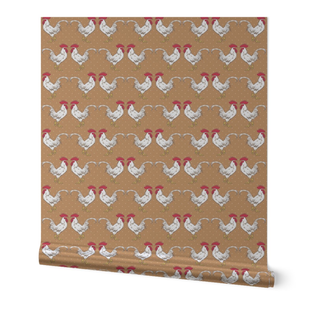 ROOSTER DAMASK - KEY WEST KITCHEN COLLECTION (TAN DOT)