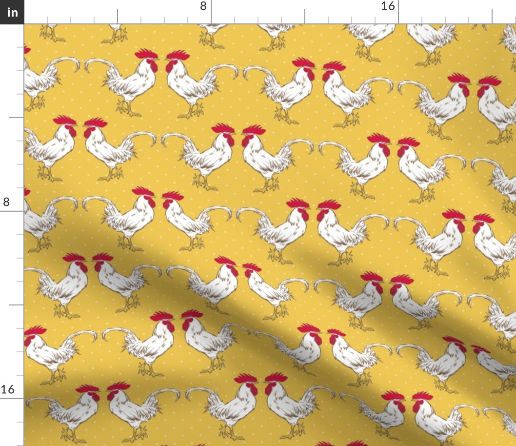 ROOSTER DAMASK - KEY WEST KITCHEN COLLECTION (YELLOW DOT)