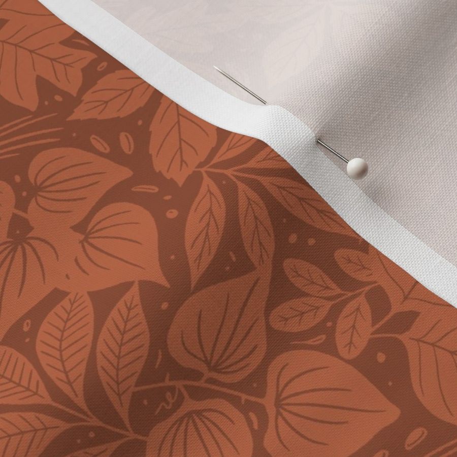 (sm) Appalachian Forest Floor Pattern - Rust Orange - Tonal Autumn Botanical Featuring Native Plants and Medicinal Herbs