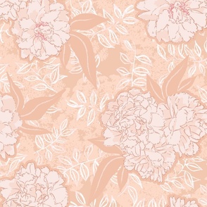 Romantic Botanical Blossoms in Peach and Pink