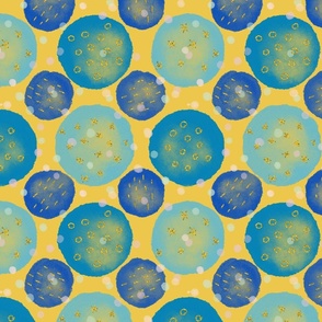 Blue Polka Dots on Yellow 
