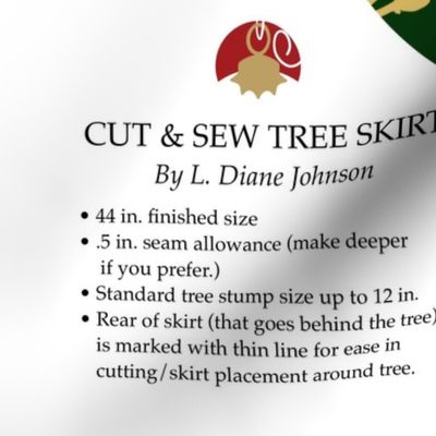 Winterberries 44" Cut & Sew  DIY Christmas Tree Skirt | Deep Green