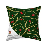 Winterberries 44" Cut & Sew  DIY Christmas Tree Skirt | Deep Green