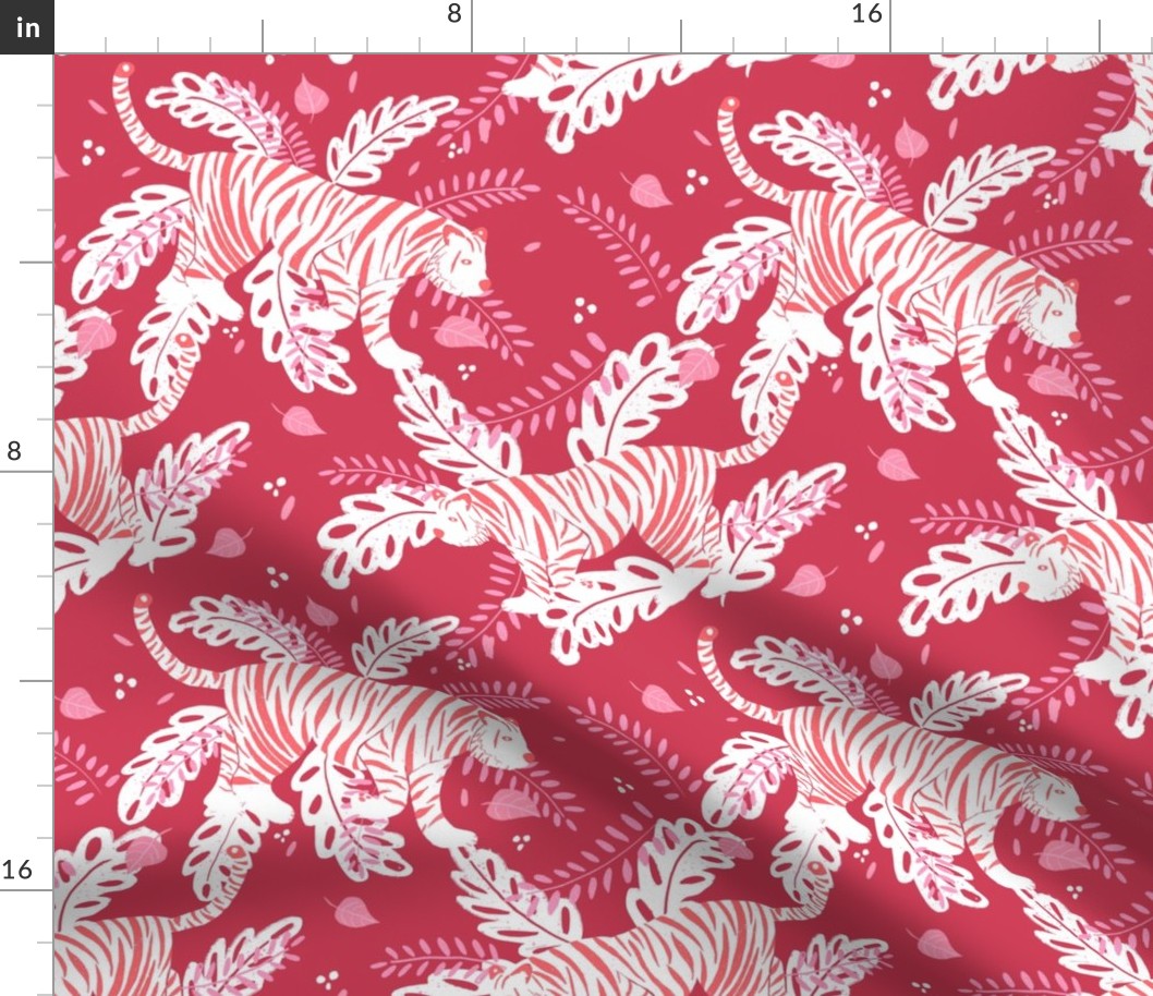 Red and white tiger toile
