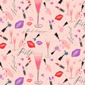 Lipstick,party and nail polish on blush