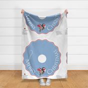 Our First Merry Christmas | Chickadees 44" Tree Skirt | Country Blue + Red