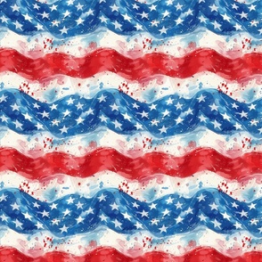 Watercolor Stars Stripes Patriotic Red White and Blue Pattern Design Wallpaper Fabric