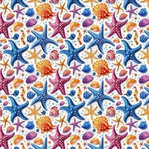 Ocean Dreams Starfish Seashell Wallpaper Fabric Pattern Design