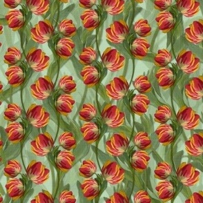 Painted Textural Floral Design, Modern Statement Floral Vine, Fine Art Painterly Floral Wall Decor, Contemporary Tulip Flower Pattern, Elegant Red and Moss Green Spring Tulips, Vibrant Springtime Floral, Luxe Botanical Print, Happy Vibes Lush Greenery
