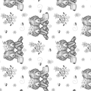 Gray Floral Woodland Animals Bears Bees Baby Girl Nursery Rotated 