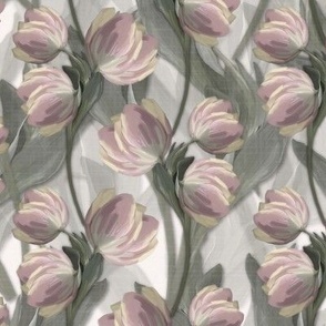 Blooming Rose Quartz Silver Gray Tulip Garden, Modern Painterly Floral Brushstrokes, Whimsical Floral Painting, Textured Spring Design, Idyllic Cottagecore Tulip Floral, Spring Tulips Floral Trend, Whimsical Mod Tulips Pattern, Modern Painterly Illustrati