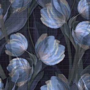 Periwinkle Midnight Blue Floral Fusion, Botanical Modern Bloom Harmony, Contemporary Flower Petals, Modern Contemporary Style Botanical Garden, Botanical Blossom Modern Blue Florals, Contemporary Leafy Luxe Chic, Modern Botanical Foliage, Tulip Flower Fan