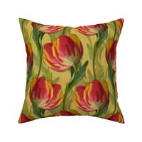 Whimsical Big Bold Spring Flowers, Modern Painterly Tulip Decor, Bright Colorful Contemporary Floral Bedding, Farmhouse Kitchen Flower Art, Botanical Spring Flower Sketch, Red Yellow Orange Tulip Blooms, Majestic Tulip Field Mural, Contemporary Big Floral