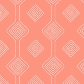 (S) Textured Boho Striped Geometric Checker in pink coral peach