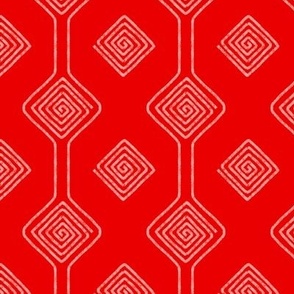 (S) Textured Boho Striped Geometric Checker in bold scarlet red