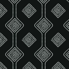 (S) Textured Boho Striped Geometric Checker in onyx black and white smoke