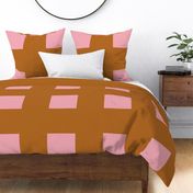 XL| Modern Squares Checks in ruby brown and pink