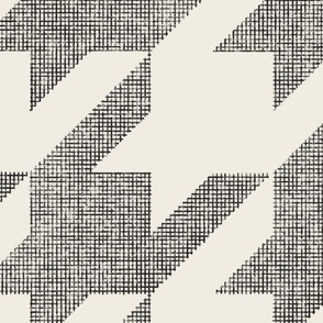 houndstooth_weave - creamy white_ raisin black 02 - hand drawn textured black and white geometric plaid