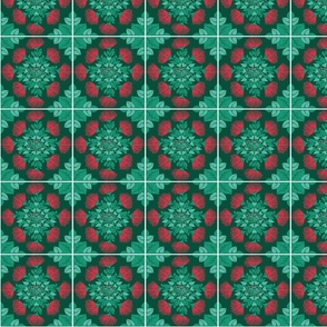 final-master Holiday Red Lehua Quilt Block-evergreen