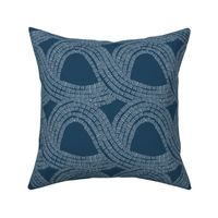 Connection - Textured Tonal Navy Blue and White Contemporary Abstract Small