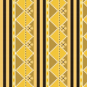 black and yellow ethnic pattern vertical striped decor
